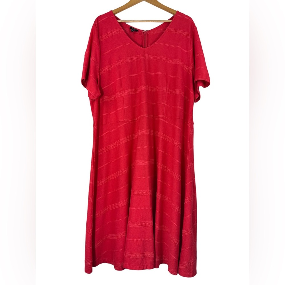 New Talbots Women’s 3X Short Sleeve A-Line Fit & Flare Stripe Dress Cotton Modal